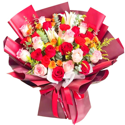德宏22朵玫瑰百合，追求真爱幸福